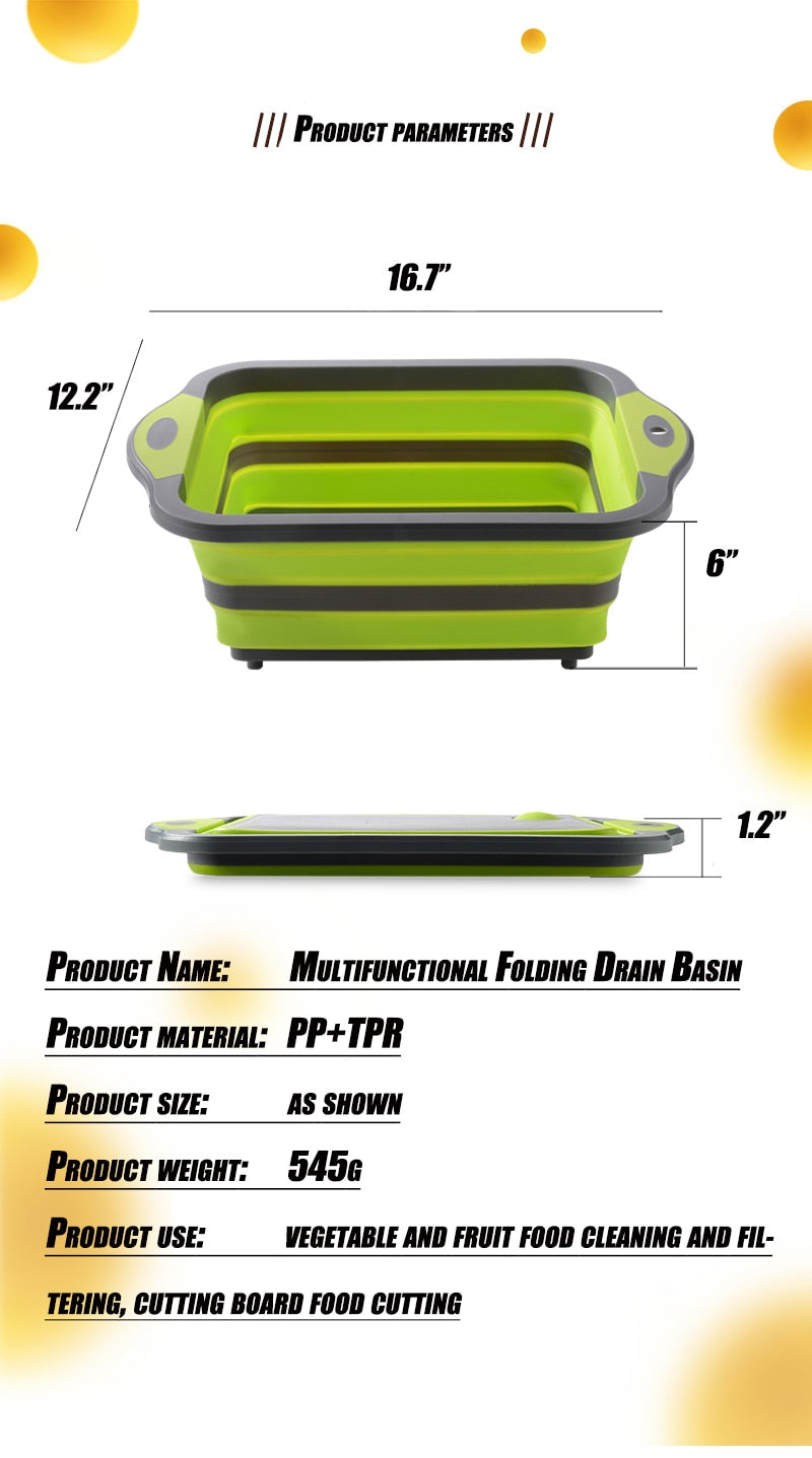 2-in-1 Folding Drain Basin & Chopping Board