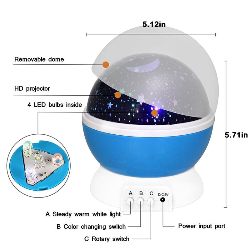 Rotating Starry Galaxy Projection Lamp